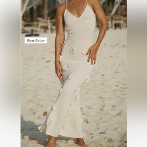 Meshki SUKI Knit Maxi Dress With Flowers - Nude